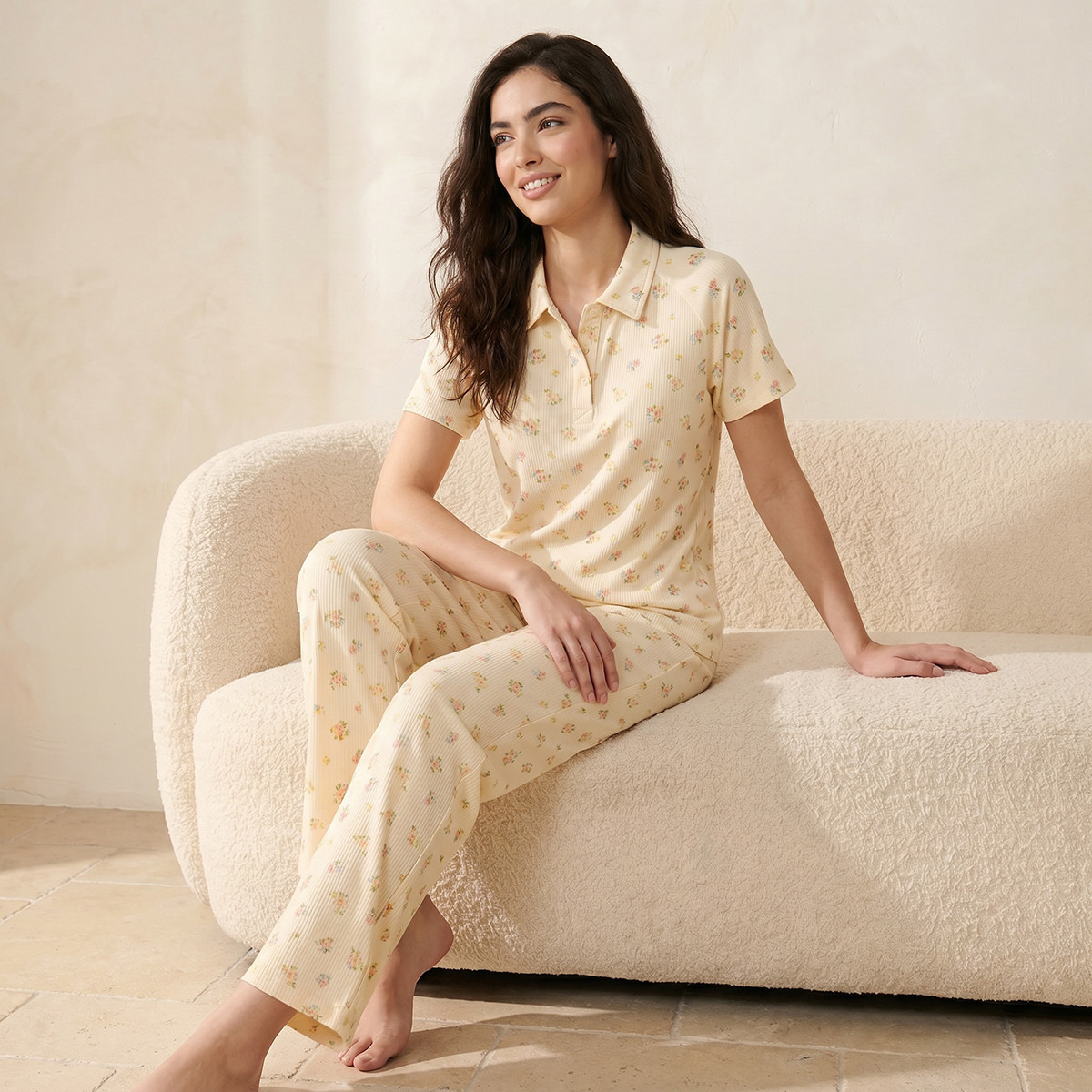Pyjama Set Polo T-shirt & Trousers-women-clothing-nightwear-pyjamas-longsets-image-1