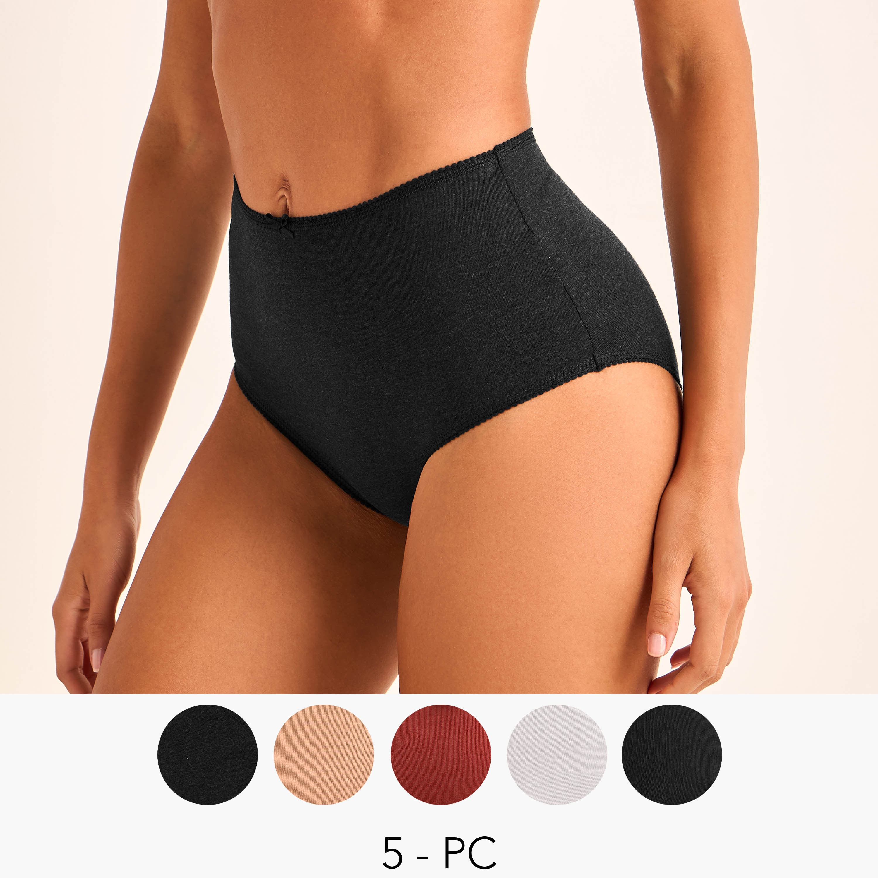 Set of 5 - Full Brief High Waist Bow Accent-women-clothing-lingerie-panties-image-1