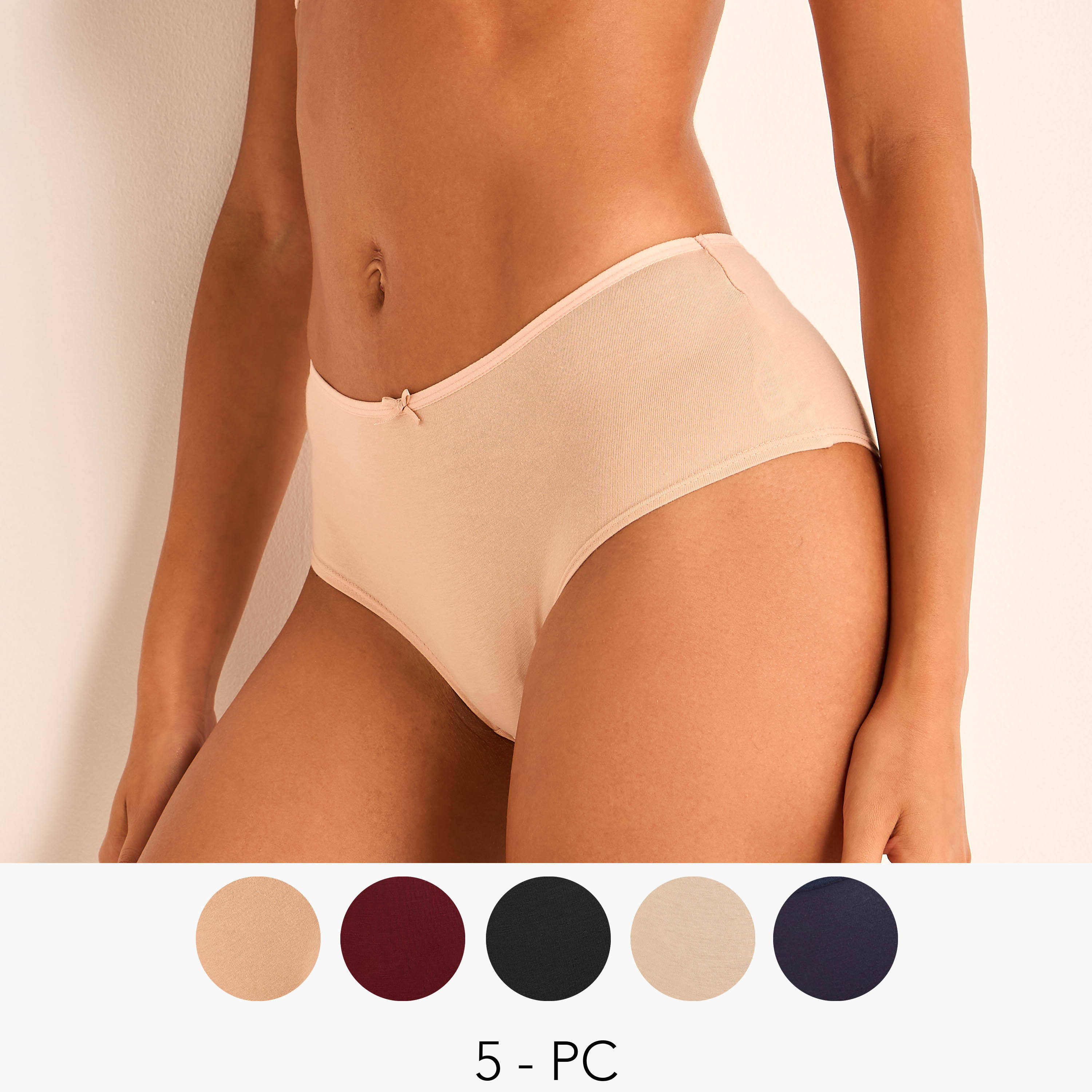 Set of 5 - Briefs Bow Accent-women-clothing-lingerie-panties-image-1