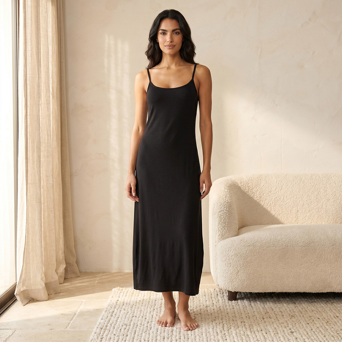 Splash Intimates Long Slip Dress Sleeveless Spaghetti Straps-women-clothing-nightwear-nighties-image-1
