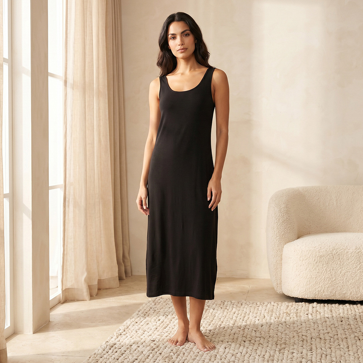 Splash Intimates Slip Dress Sleeveless Back Slit-women-clothing-nightwear-nighties-image-1