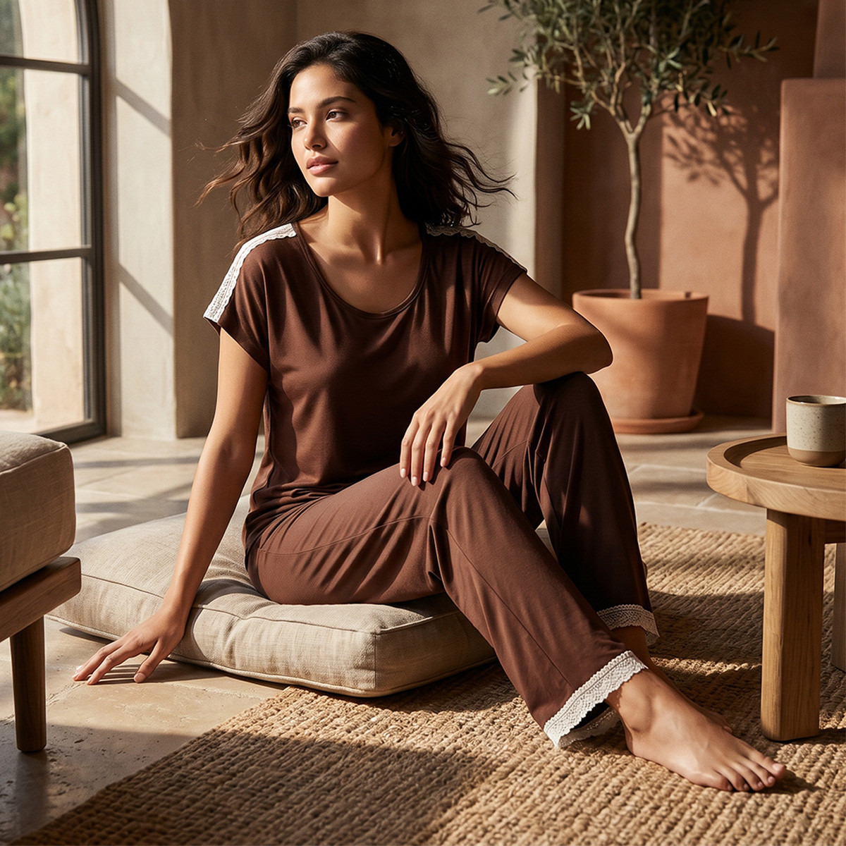 طقم بلوزة وبنطلون بيجاما من سبلاش إنتيميتس-women-clothing-nightwear-pyjamas-longsets-image-6
