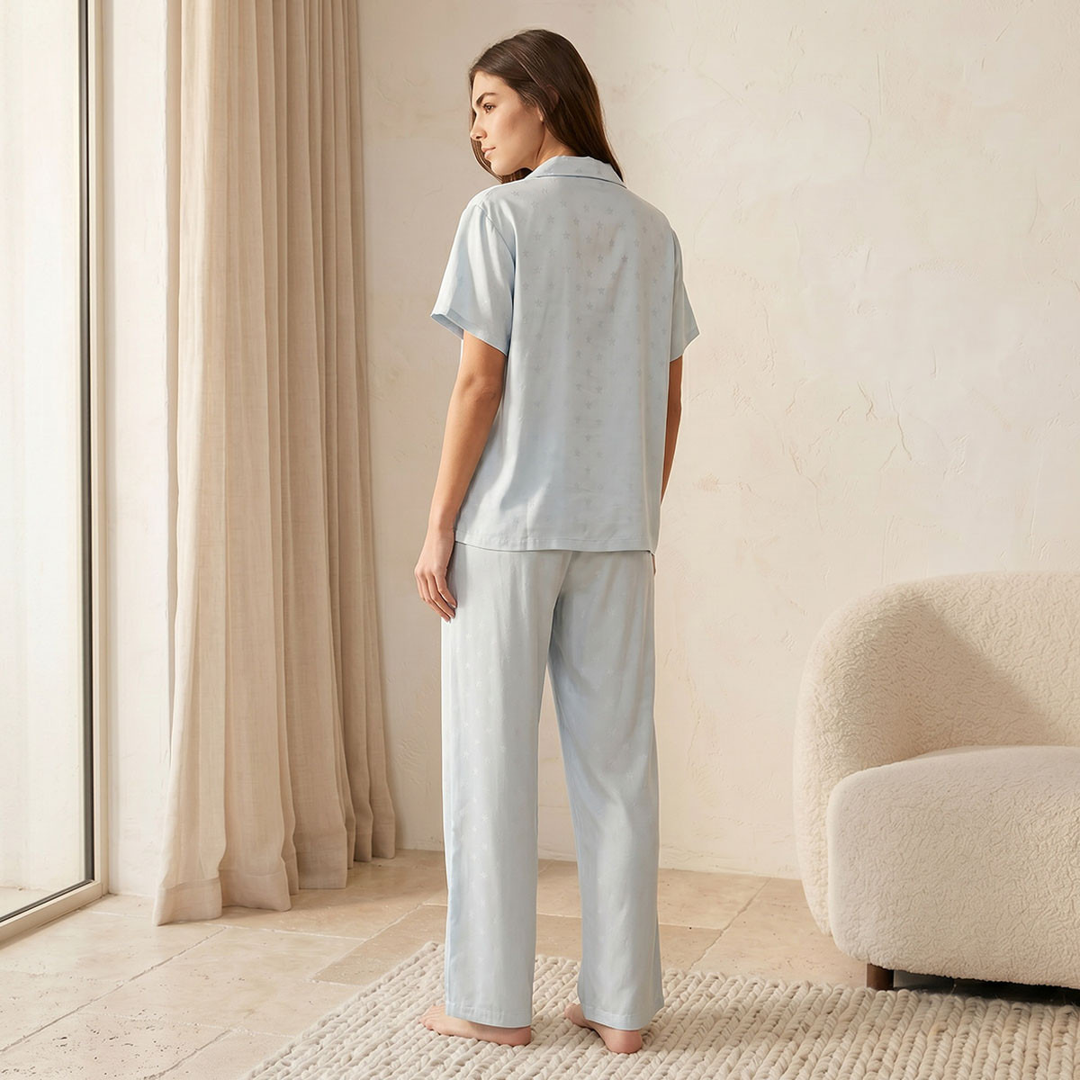 طقم بيجاما فيسكوز بنطلون وقميص بأزرار من سبلاش إنتيميتس-women-clothing-nightwear-pyjamas-longsets-image-4