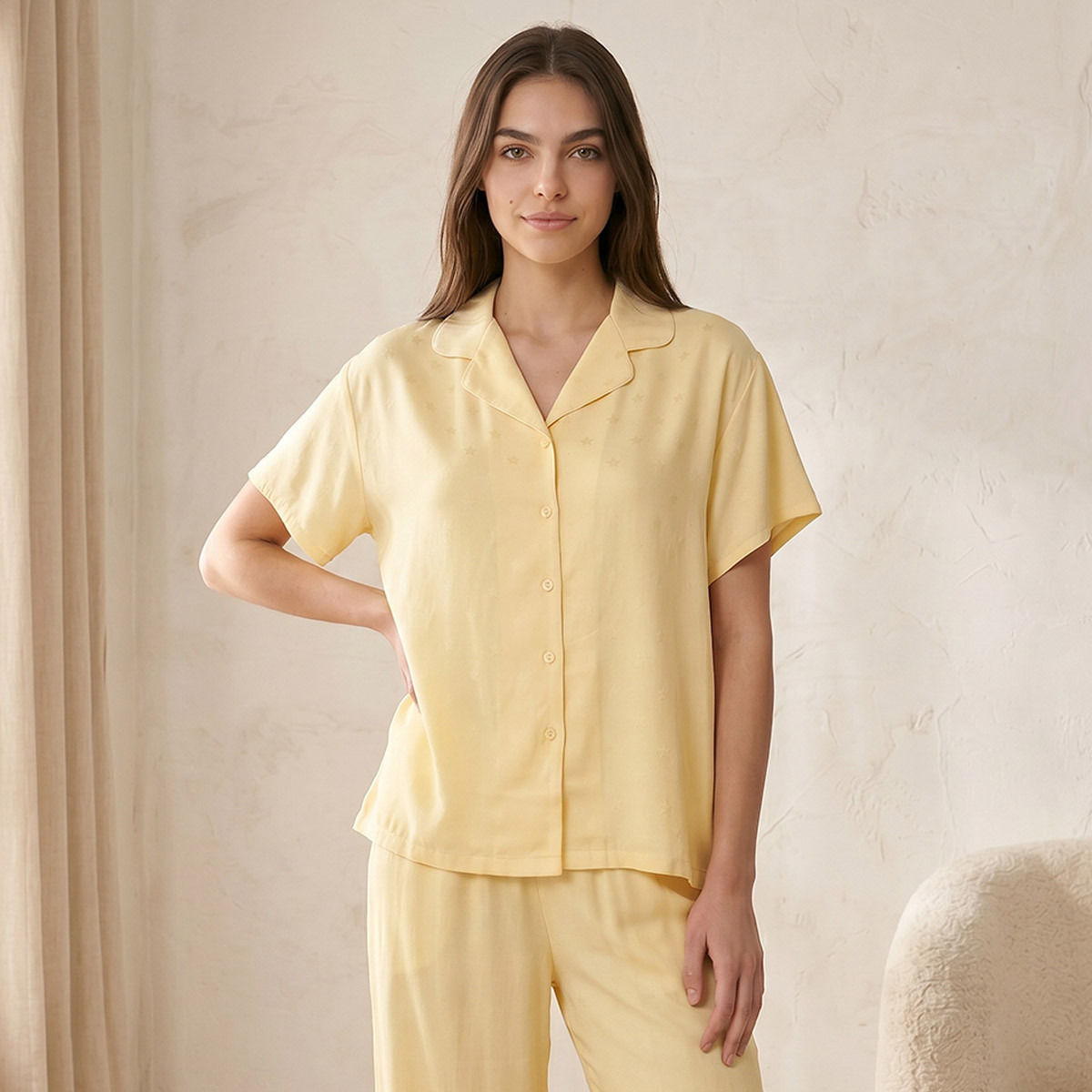 طقم بيجاما فيسكوز بنطلون وقميص بأزرار من سبلاش إنتيميتس-women-clothing-nightwear-pyjamas-longsets-image-3