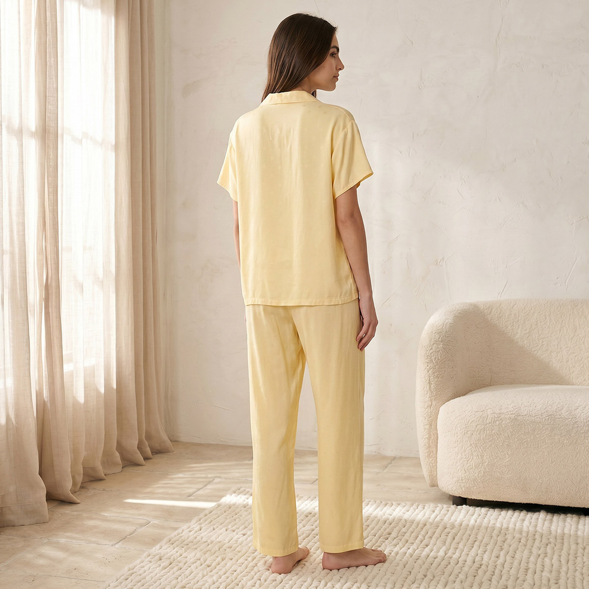 طقم بيجاما فيسكوز بنطلون وقميص بأزرار من سبلاش إنتيميتس-women-clothing-nightwear-pyjamas-longsets-image-4