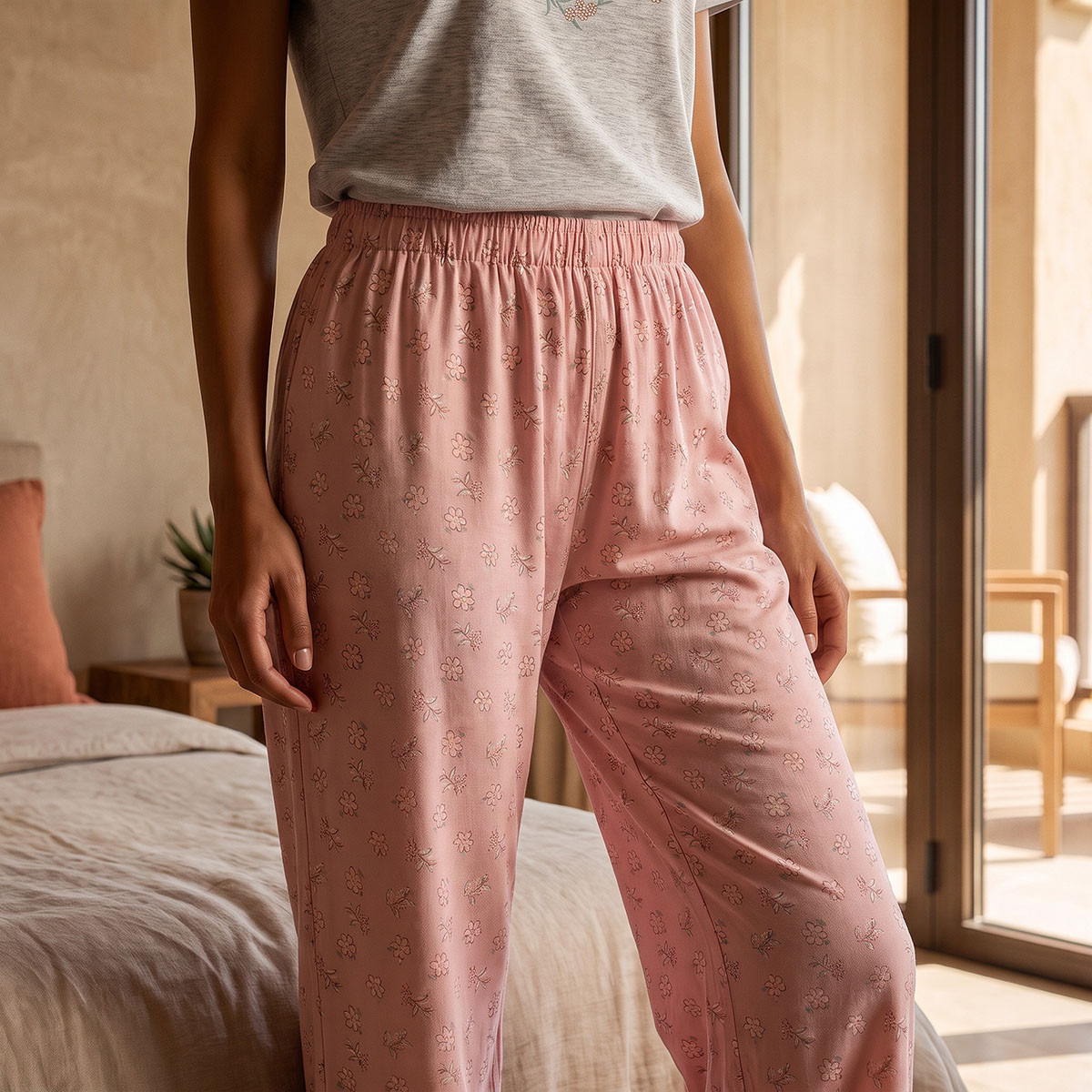 طقم تيشيرت بياقة ضيقة وبنطلون بيجاما فيسكوز من سبلاش إنتيميتس-women-clothing-nightwear-pyjamas-longsets-image-6