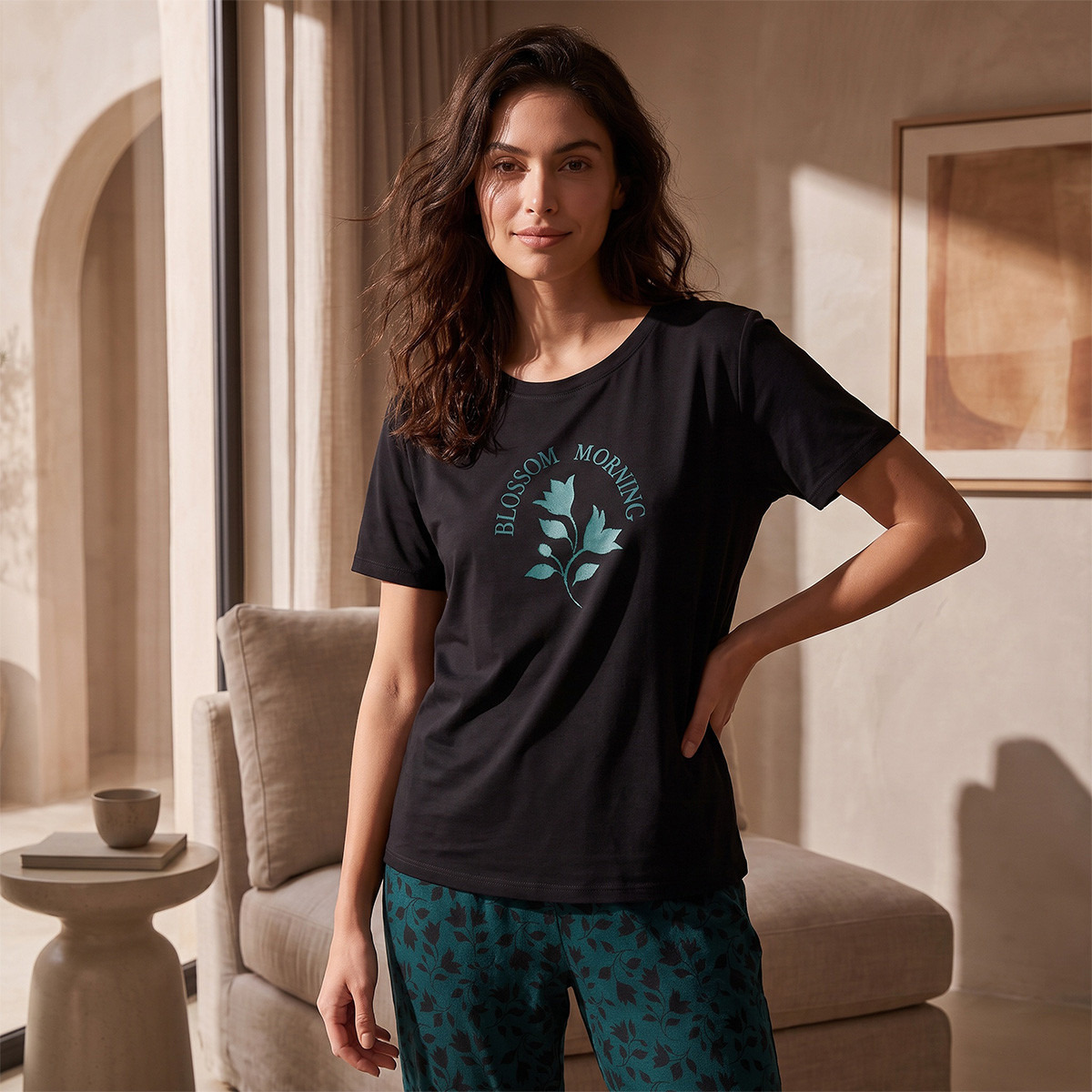 Splash Intimates Viscose Crew Neck T-shirt and Pyjamas Set-women-clothing-nightwear-pyjamas-longsets-image-4