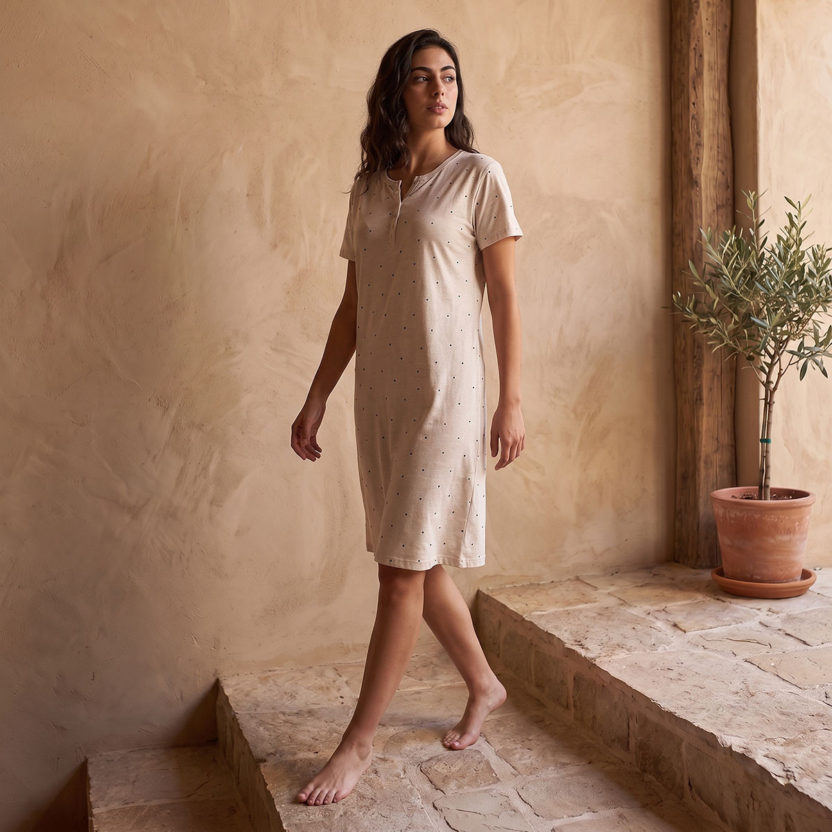 Splash Intimates Cotton Polka Dot Night Dress-women-clothing-nightwear-nighties-image-4