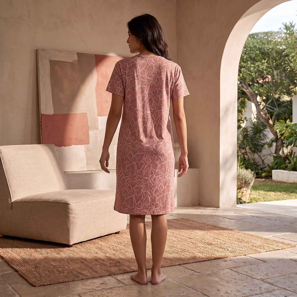 Splash Intimates Cotton Night Dress with Heart Print-women-clothing-nightwear-nighties-image-3
