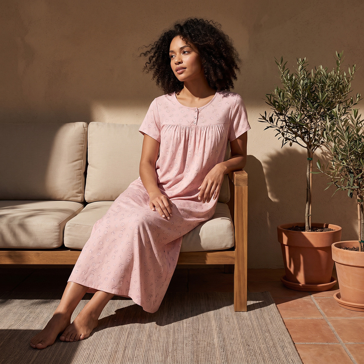 Splash Intimates Midi Viscose Night Dress with Floral Print-women-clothing-nightwear-nighties-image-1