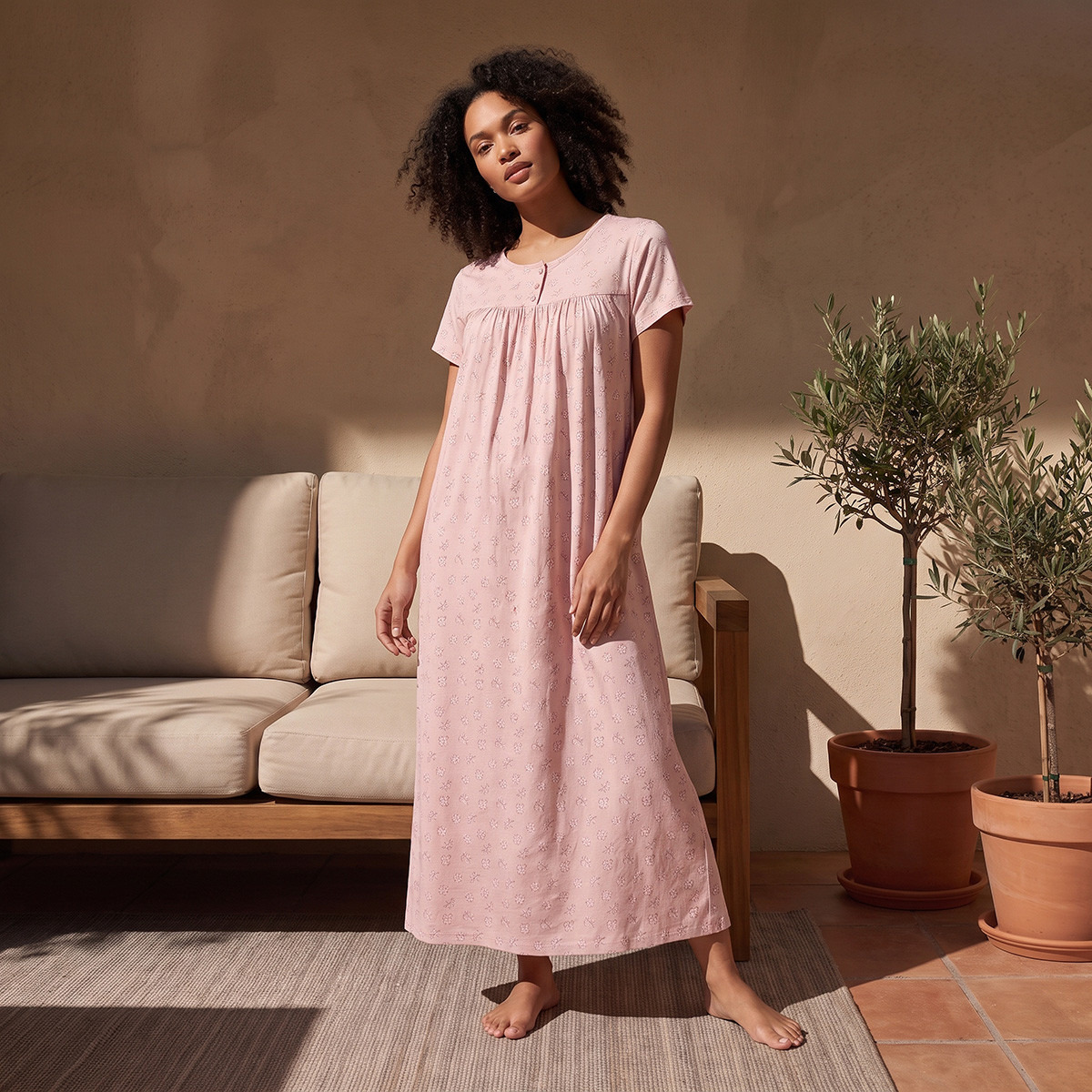 Splash Intimates Midi Viscose Night Dress with Floral Print-women-clothing-nightwear-nighties-image-2