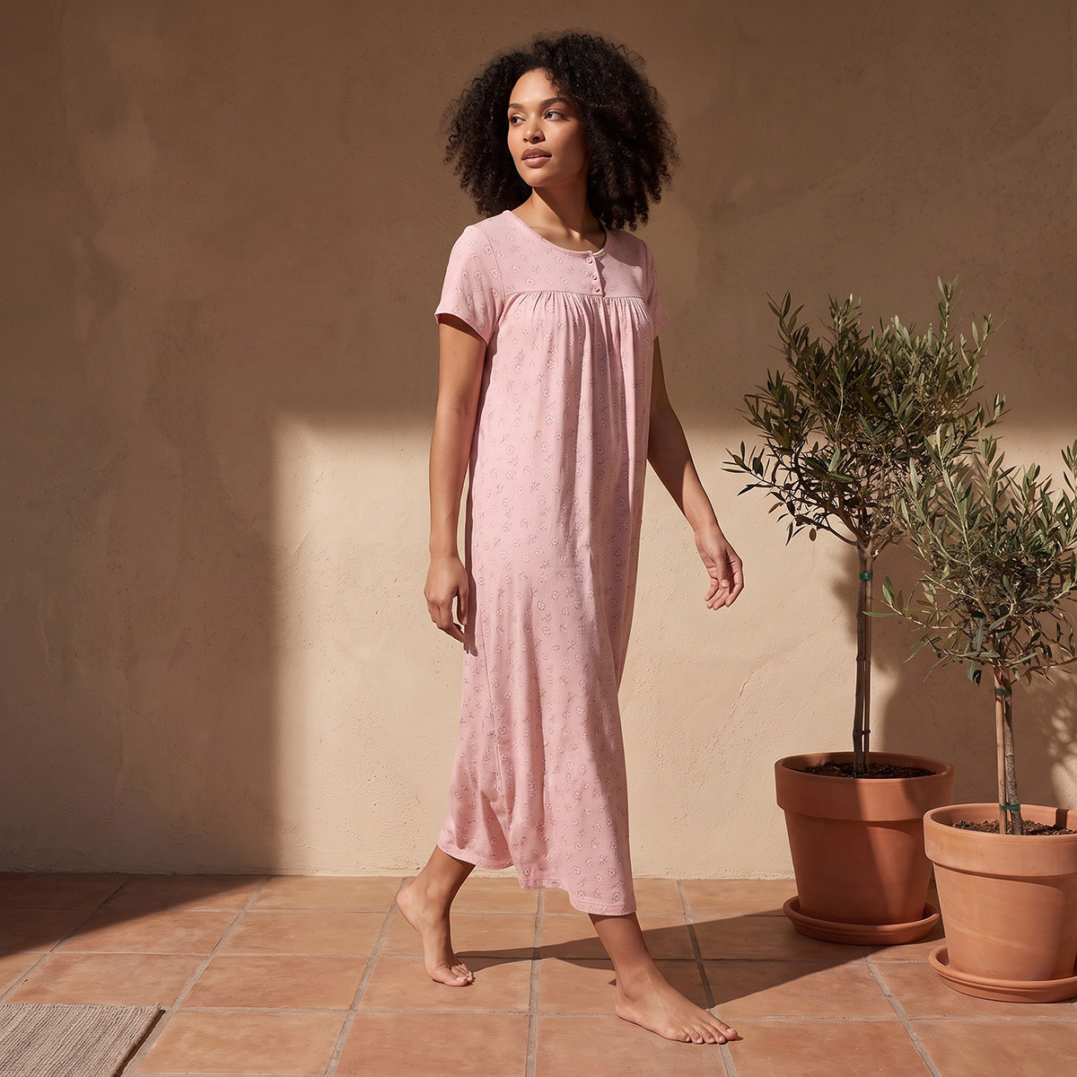 Splash Intimates Midi Viscose Night Dress with Floral Print-women-clothing-nightwear-nighties-image-4