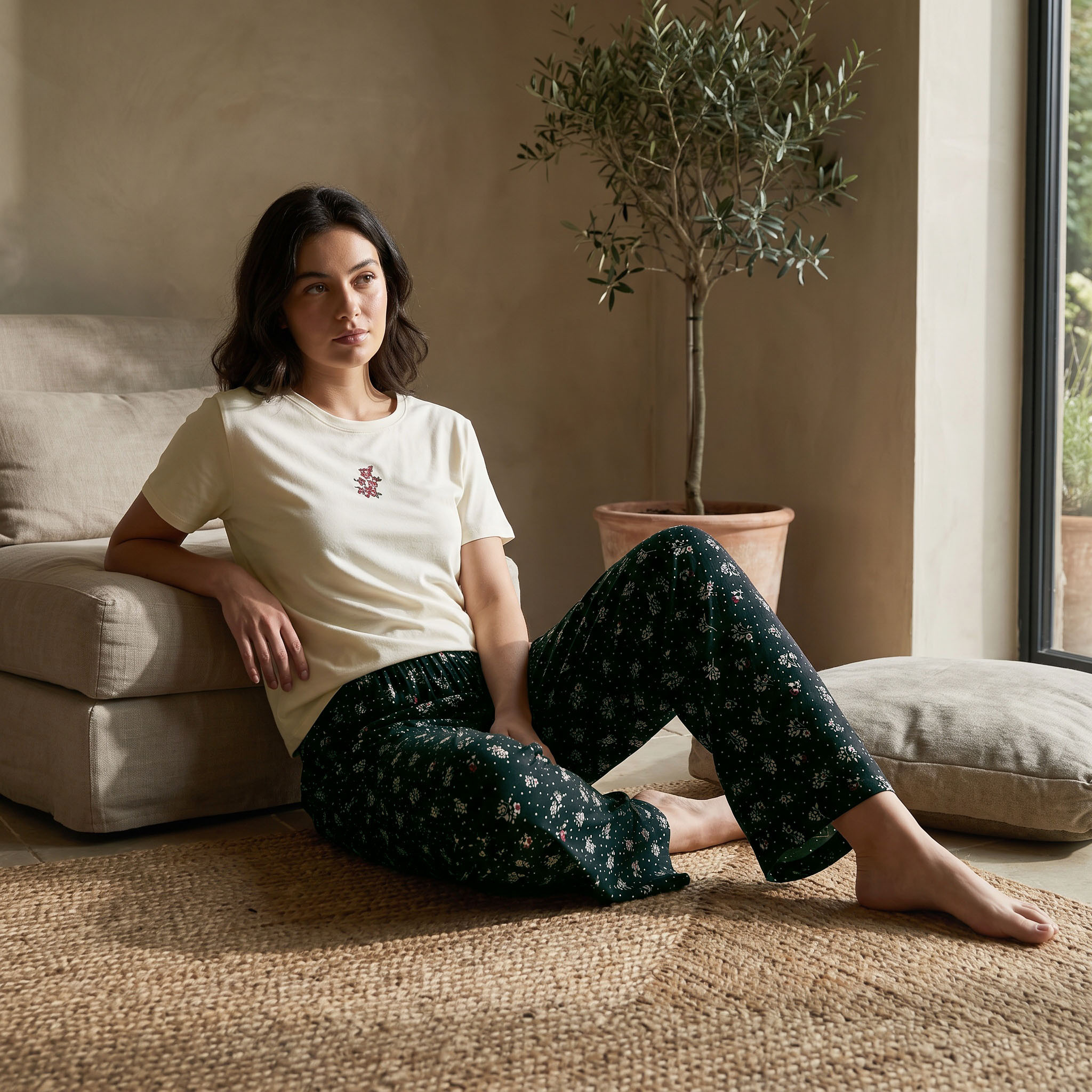 Splash Intimates Floral Print T-shirt and Pyjama Set-women-clothing-nightwear-pyjamas-longsets-image-1