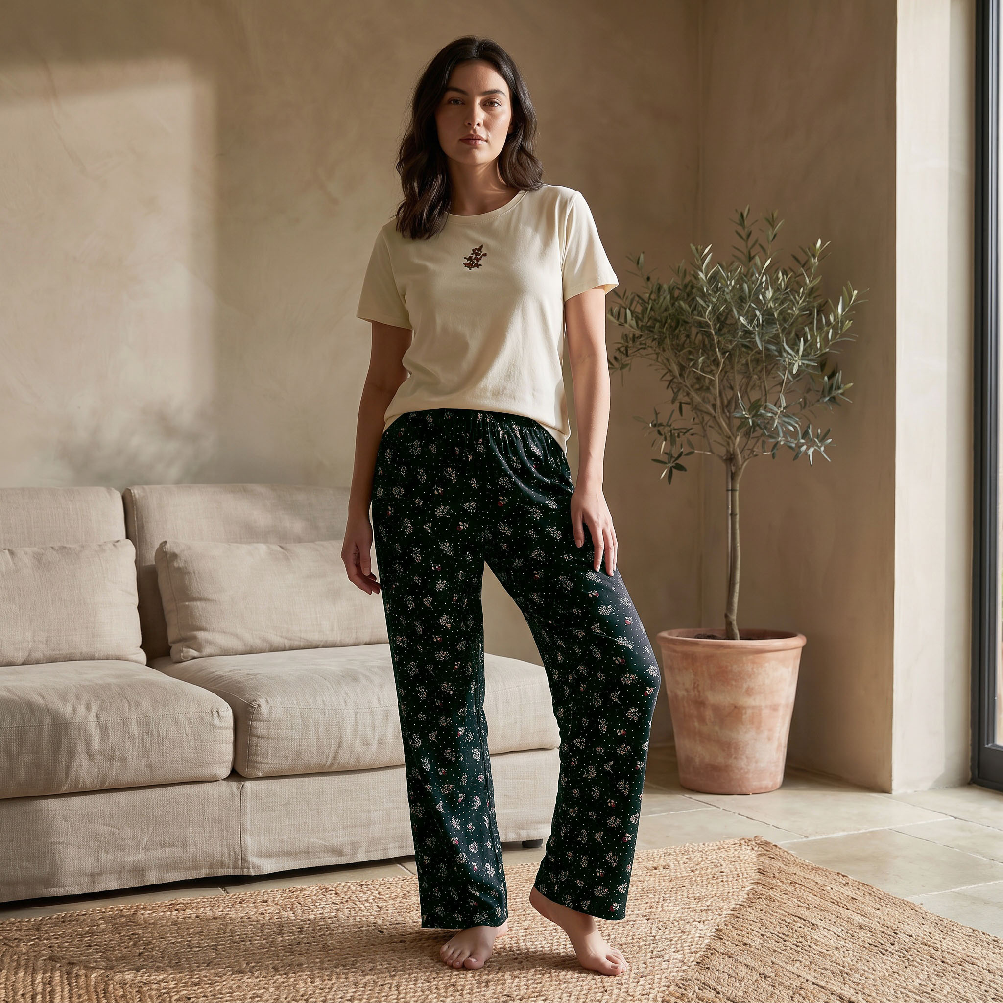 Splash Intimates Floral Print T-shirt and Pyjama Set-women-clothing-nightwear-pyjamas-longsets-image-2