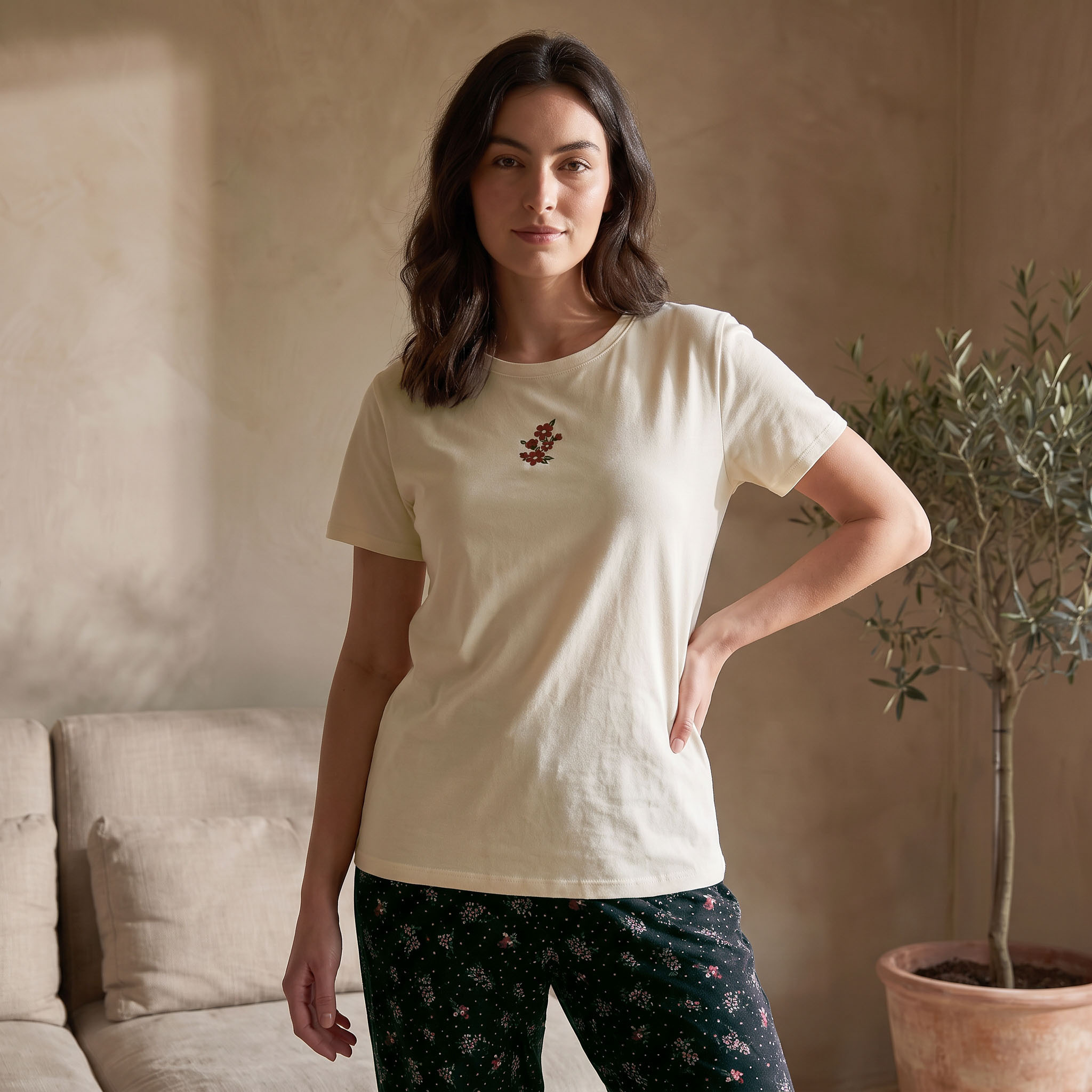Splash Intimates Floral Print T-shirt and Pyjama Set-women-clothing-nightwear-pyjamas-longsets-image-4