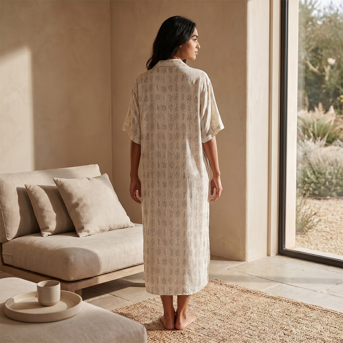Set of 2 - Splash Intimates Midi Length Night Dress Short Sleeves Assorted Print Viscose-women-clothing-nightwear-nighties-image-5