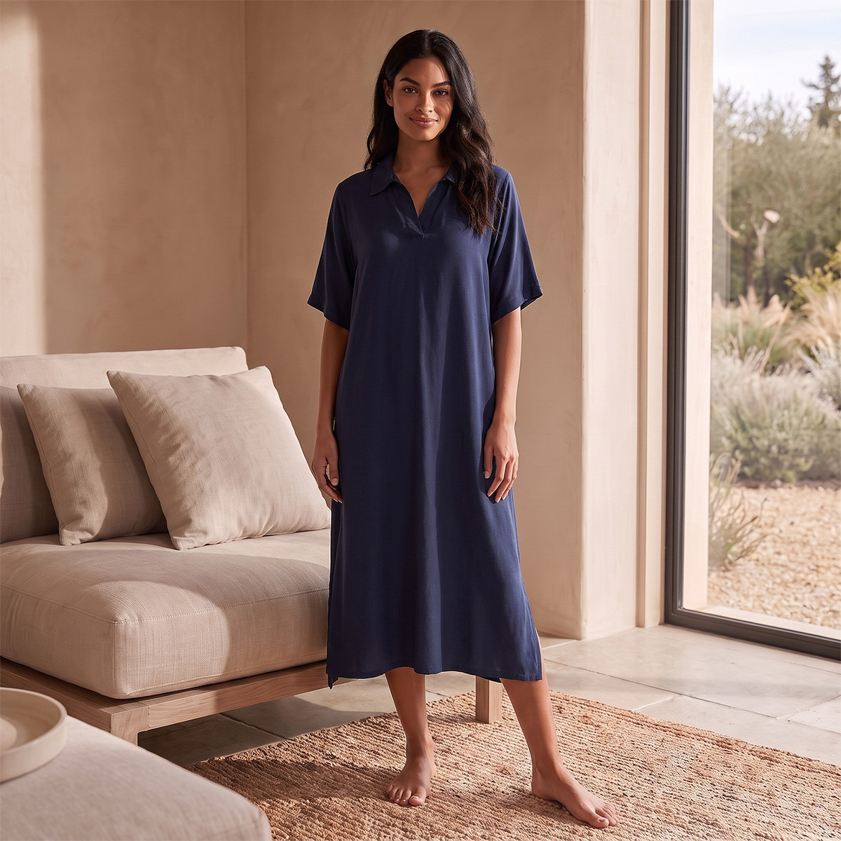 Set of 2 - Splash Intimates Midi Length Night Dress Short Sleeves Assorted Print Viscose-women-clothing-nightwear-nighties-image-6