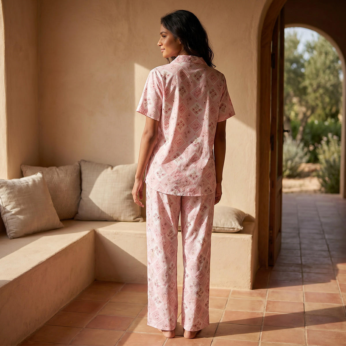 Splash Intimates Pyjama Set Button-Down Shirt & Trousers Viscose-women-clothing-nightwear-pyjamas-longsets-image-3
