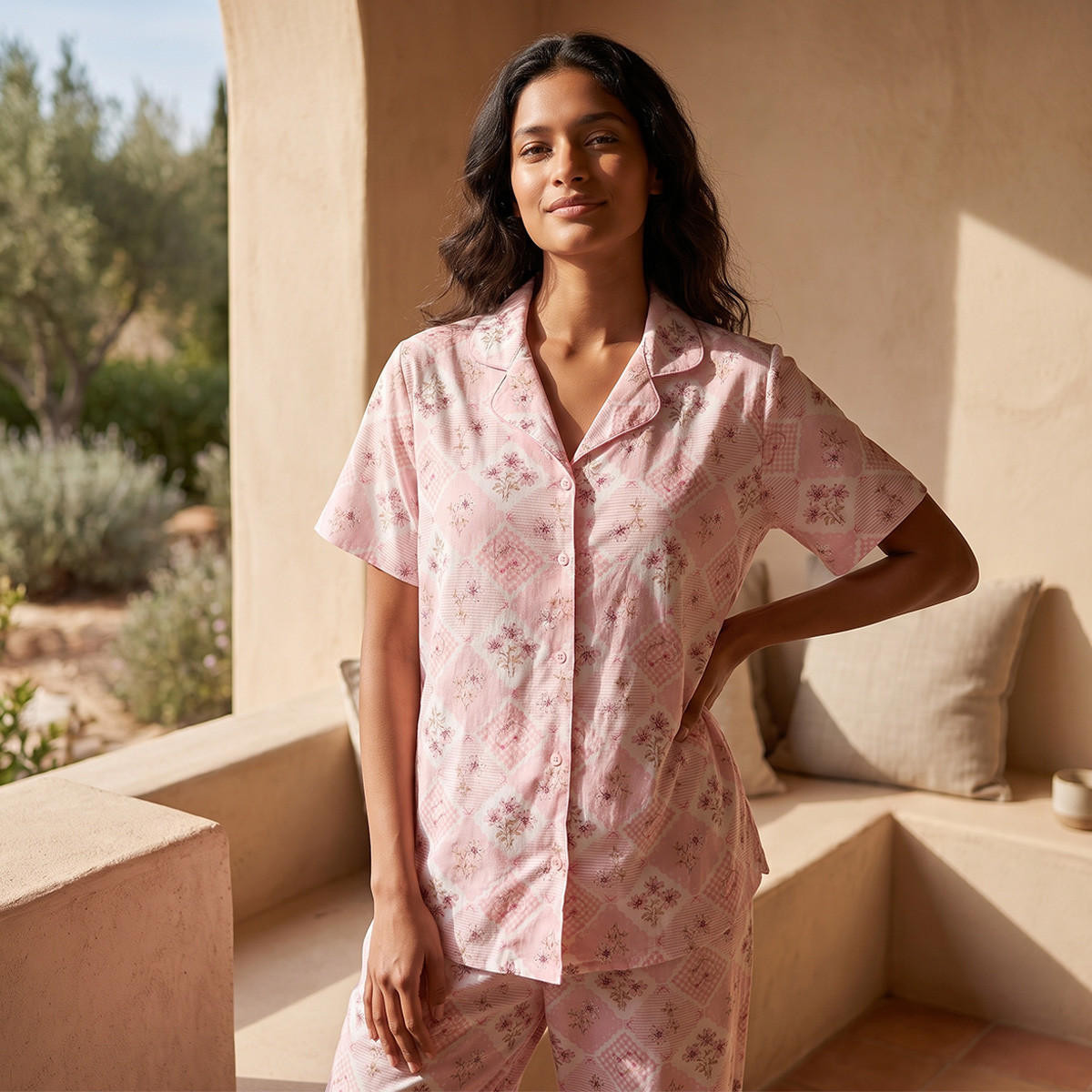 Splash Intimates Pyjama Set Button-Down Shirt & Trousers Viscose-women-clothing-nightwear-pyjamas-longsets-image-4