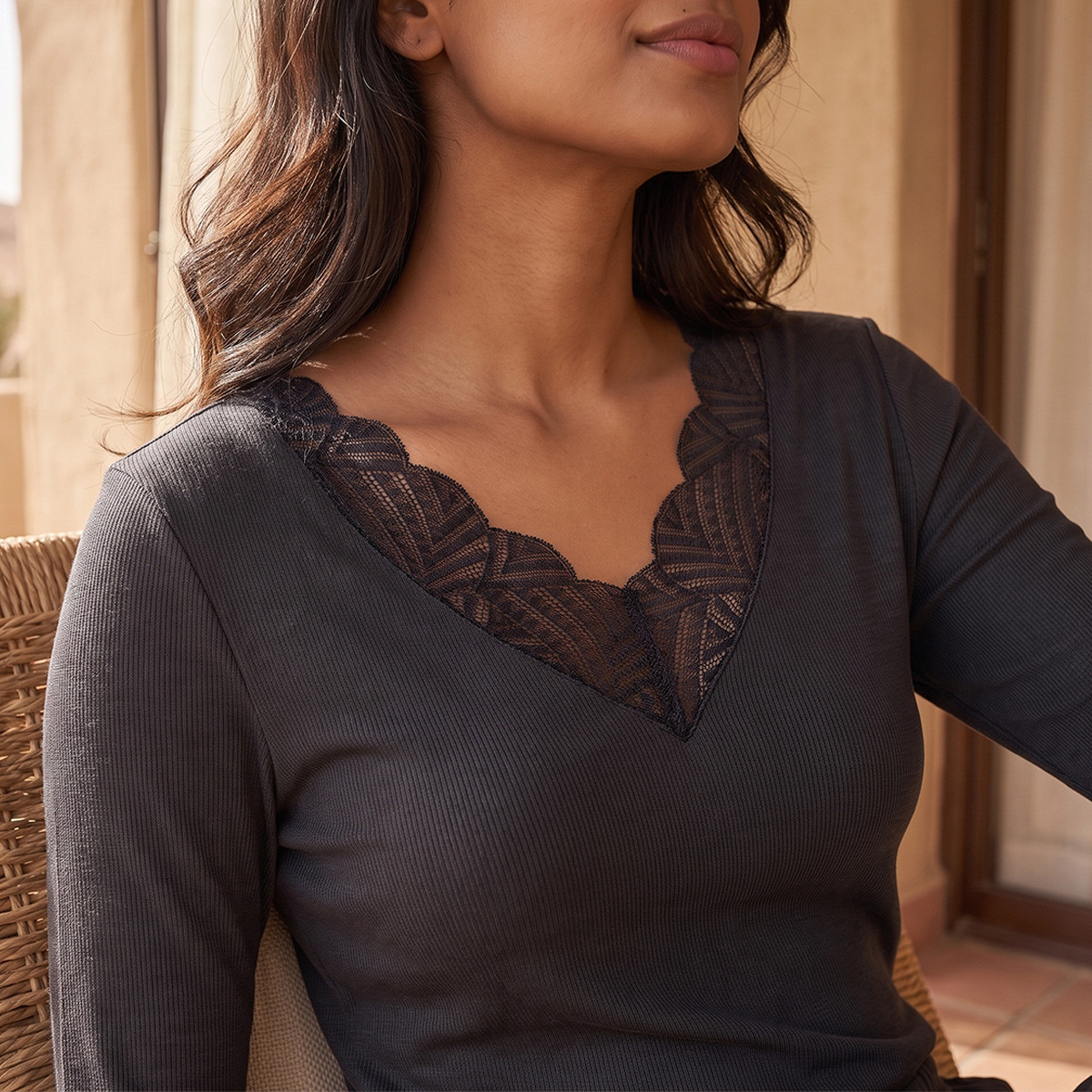 Splash Intimates Pyjama Set Lace Trim T-shirt & Pyjamas-women-clothing-nightwear-pyjamas-longsets-image-7