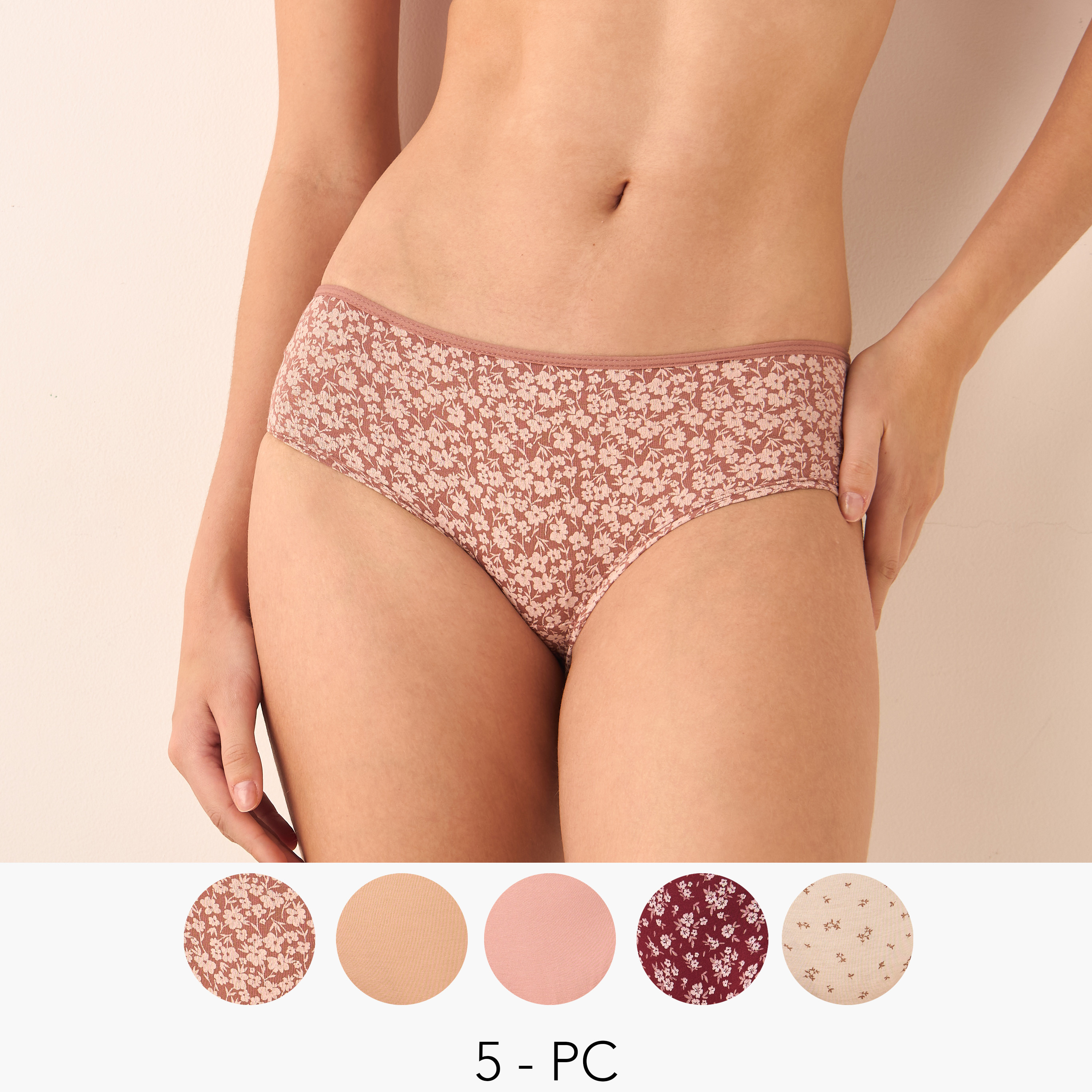 Pack of 5 Splash Intimates Elastic Waist Briefs-women-clothing-lingerie-panties-image-1