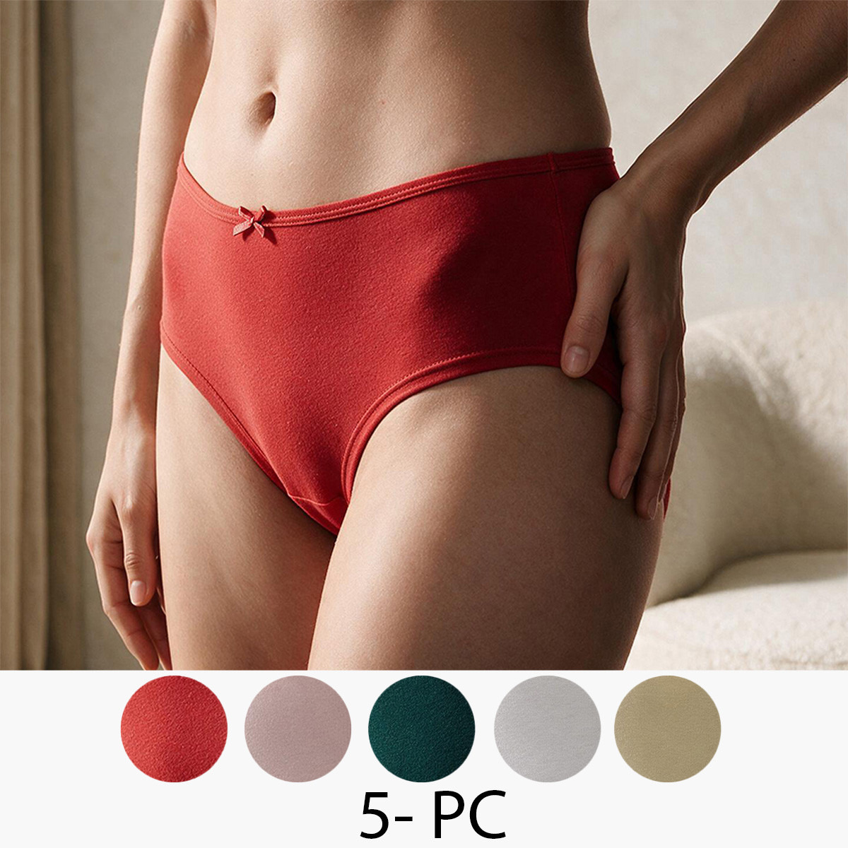 طقم سراويل داخلية بخصر متوسط الارتفاع 5 قطع من سبلاش إنتيميتس-women-clothing-lingerie-panties-image-1
