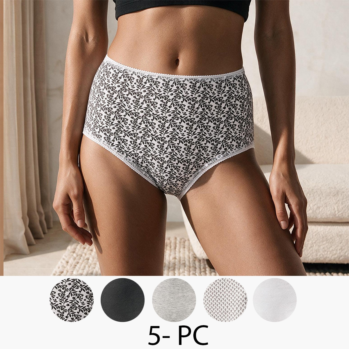 Pack of 5 Splash Intimates Floral Print Full Briefs-women-clothing-lingerie-panties-image-1
