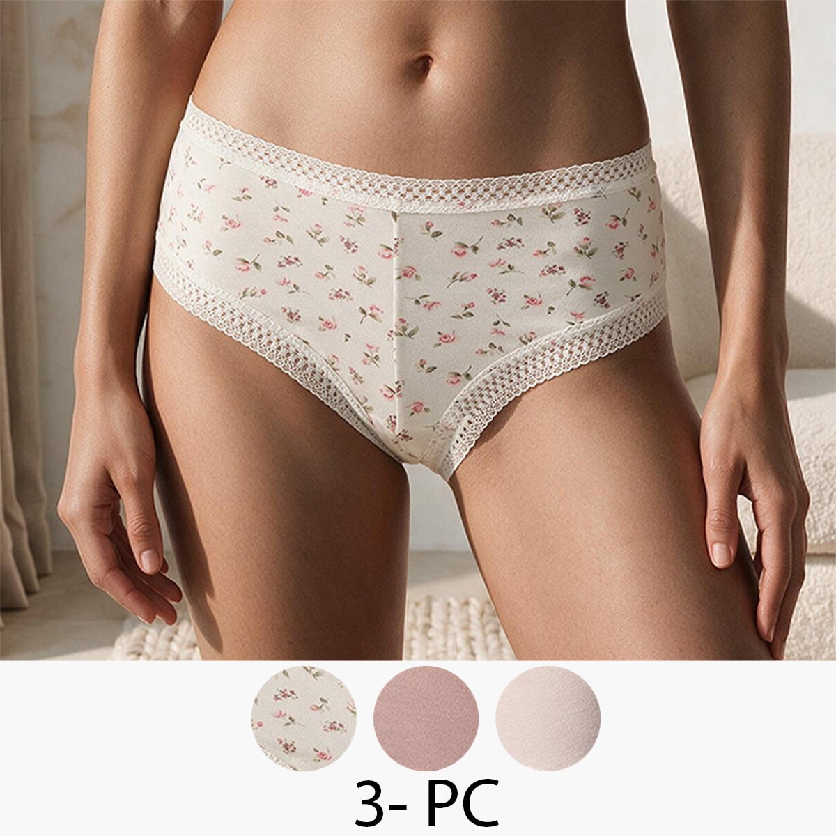 طقم سراويل داخلية 3 قطع بتفاصيل دانتيل من سبلاش-women-clothing-lingerie-panties-image-1