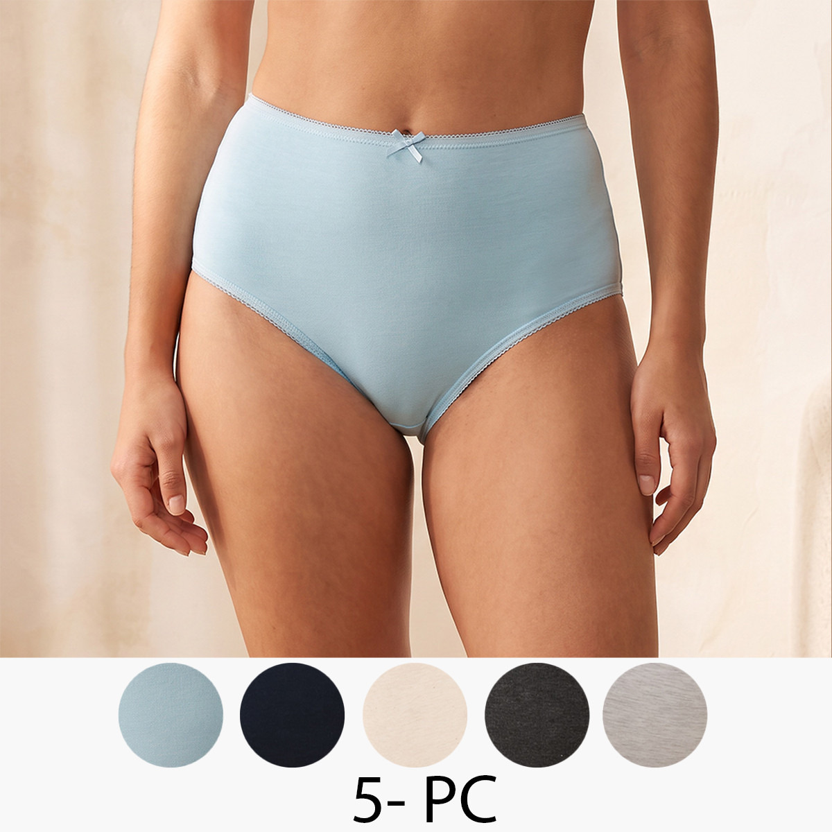 طقم سراويل داخلية كاملة بخصر مرتفع 5 قطع من سبلاش انتيميتس-women-clothing-lingerie-panties-image-1