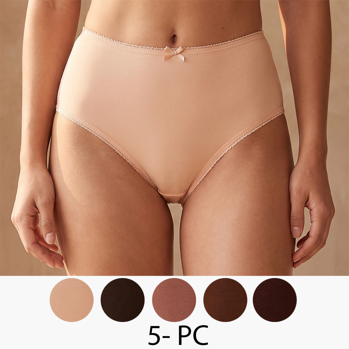 طقم سراويل داخلية كاملة بخصر مرتفع 5 قطع من سبلاش إنتيميتس-women-clothing-lingerie-panties-image-1