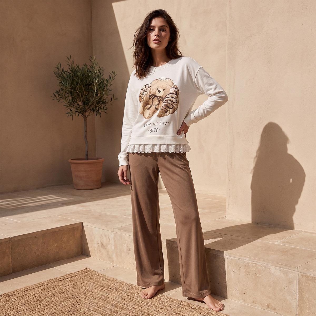 Splash Intimates Pyjama Set Bear Print Top & Trousers Viscose-women-clothing-nightwear-pyjamas-longsets-image-2