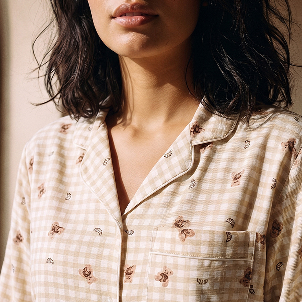 طقم بيجاما وقميص فيسكوز بطبعات من سبلاش انتيميتس-women-clothing-nightwear-pyjamas-longsets-image-6