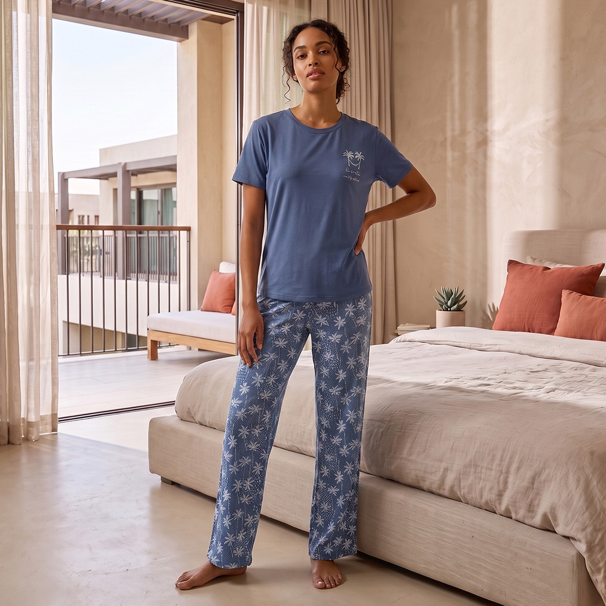 Splash Intimates Tropical Print T-shirt and Pyjama Set-women-clothing-nightwear-pyjamas-bottoms-image-2