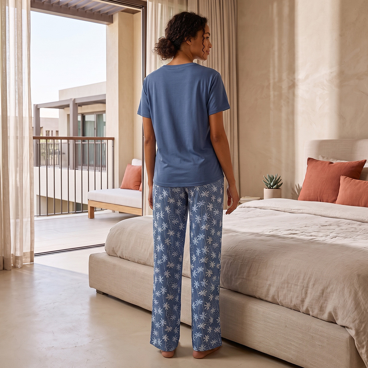 Splash Intimates Tropical Print T-shirt and Pyjama Set-women-clothing-nightwear-pyjamas-bottoms-image-3