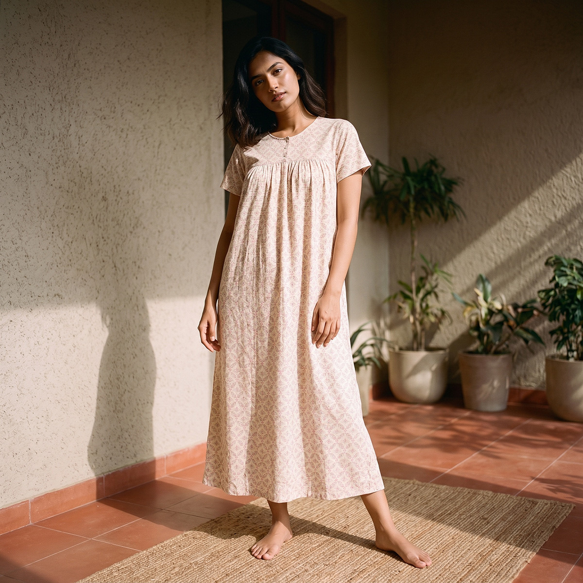 Splash Intimates Midi Viscose Night Gown with Floral Print-women-clothing-nightwear-nighties-image-2