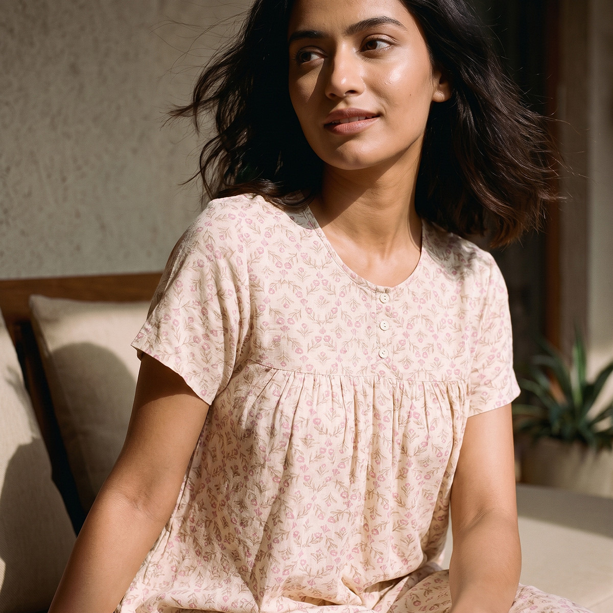 Splash Intimates Midi Viscose Night Gown with Floral Print-women-clothing-nightwear-nighties-image-4