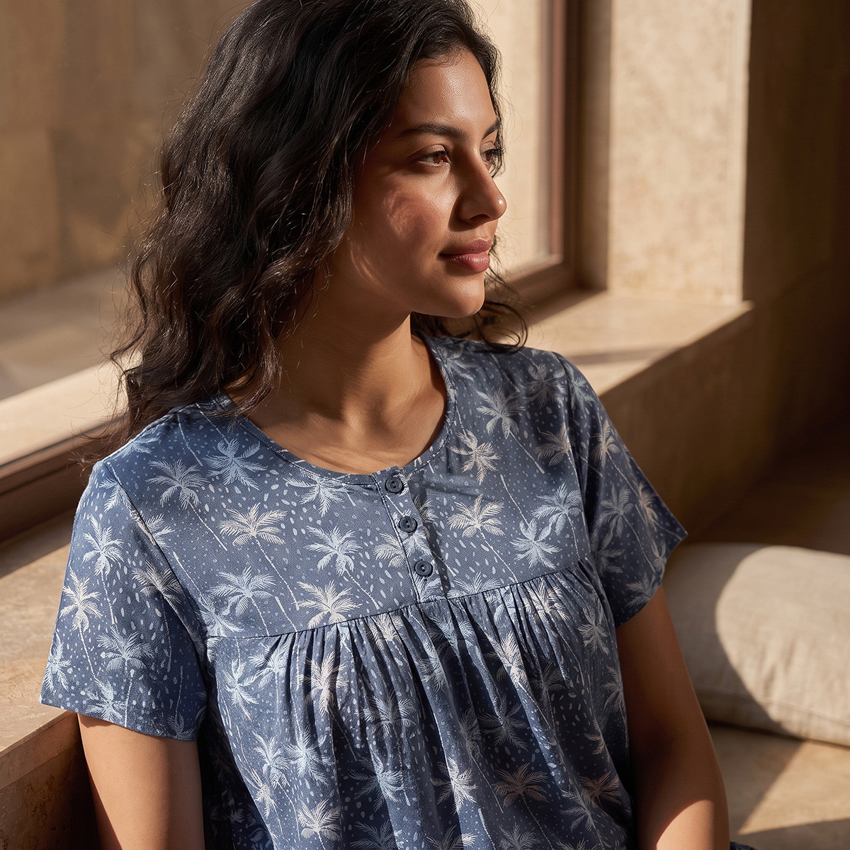 Splash Intimates Midi Viscose Night Gown with Tropical Print-women-clothing-nightwear-nighties-image-4