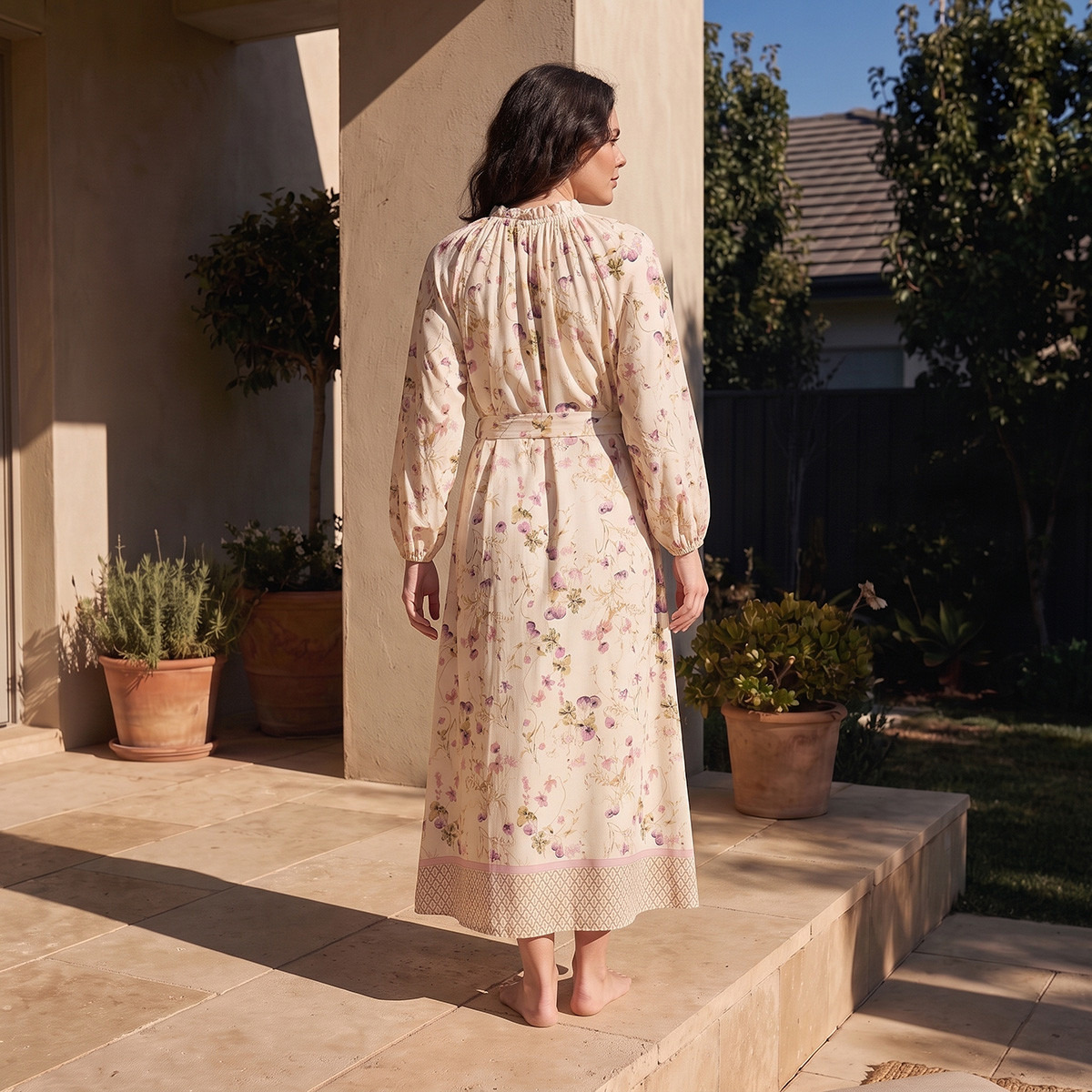 Splash Intimates High Neck Midi Length Dress with Floral Print-women-clothing-dresses-image-3