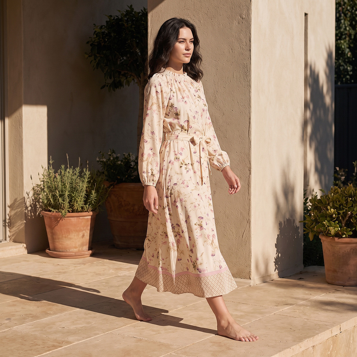 Splash Intimates High Neck Midi Length Dress with Floral Print-women-clothing-dresses-image-4