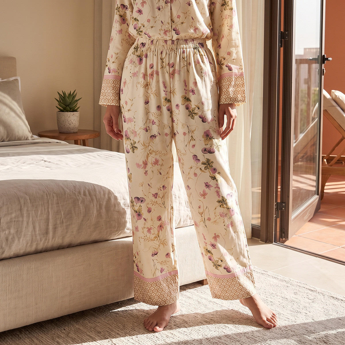 Splash Intimates Viscose Floral Print Button-Down Shirt and Pyjama Set-women-clothing-nightwear-pyjamas-longsets-image-5