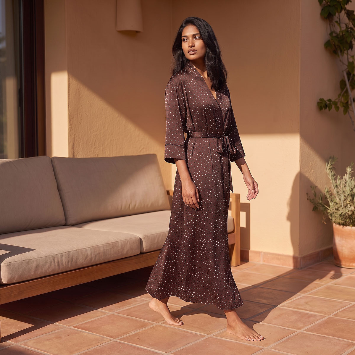 روب ساتان منقط من سبلاش إنتيميتس-women-clothing-nightwear-robes-image-4