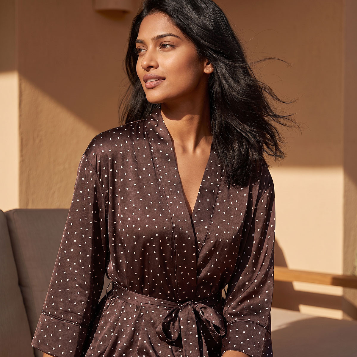 روب ساتان منقط من سبلاش إنتيميتس-women-clothing-nightwear-robes-image-5