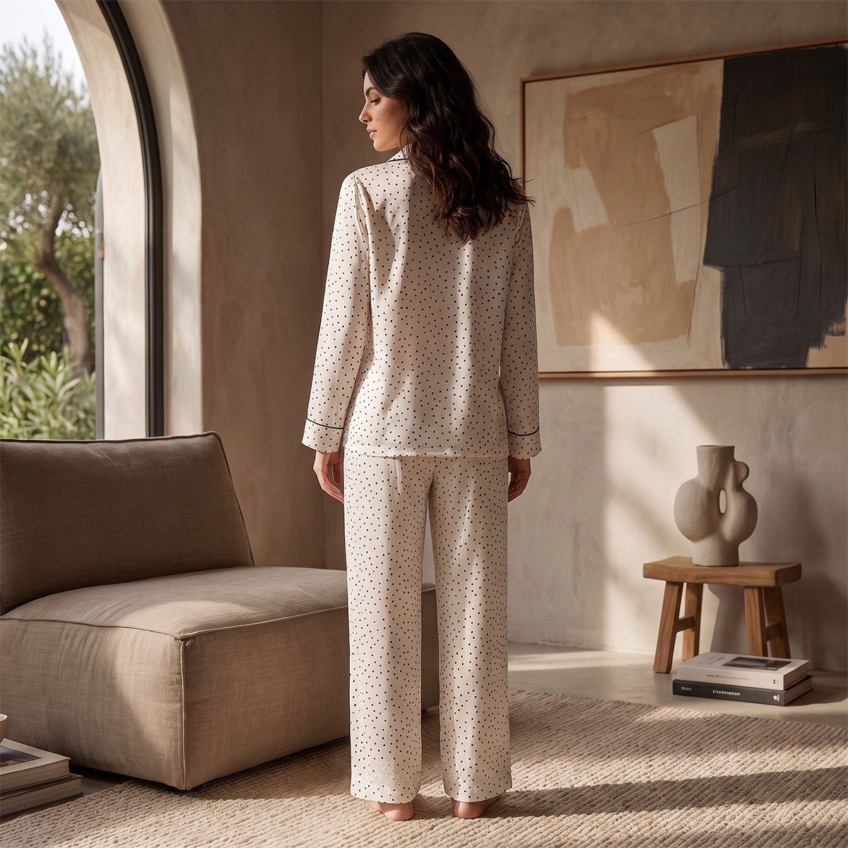 طقم قميص وبنطلون بيجاما ساتان من سبلاش إنتيميتس-women-clothing-nightwear-pyjamas-longsets-image-3