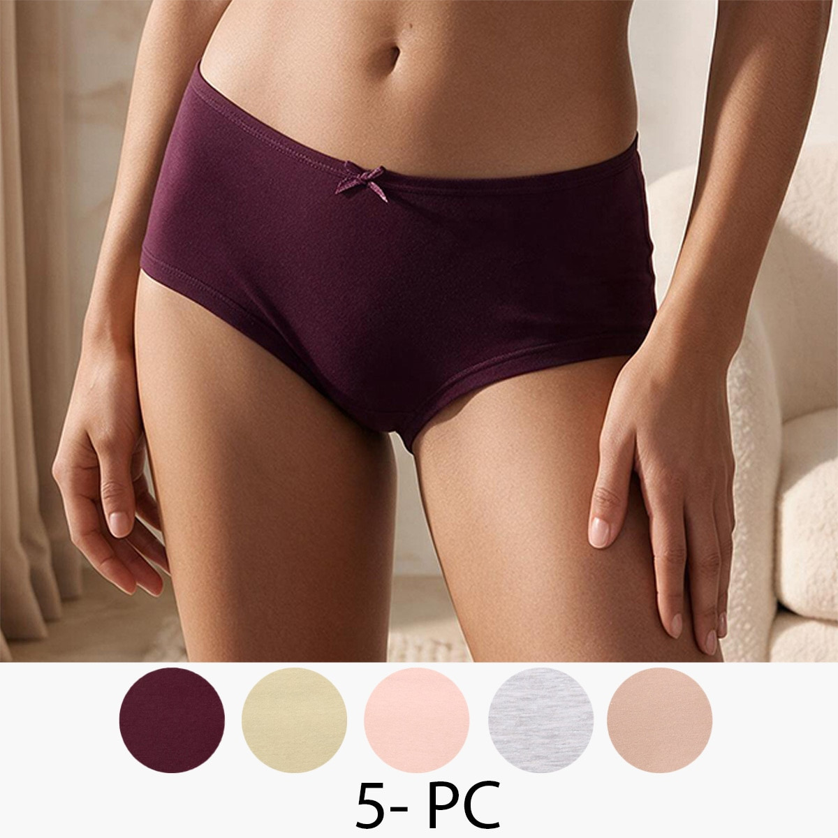 Pack of 5 Splash Intimates Elastic Waist Briefs-women-clothing-lingerie-panties-image-1