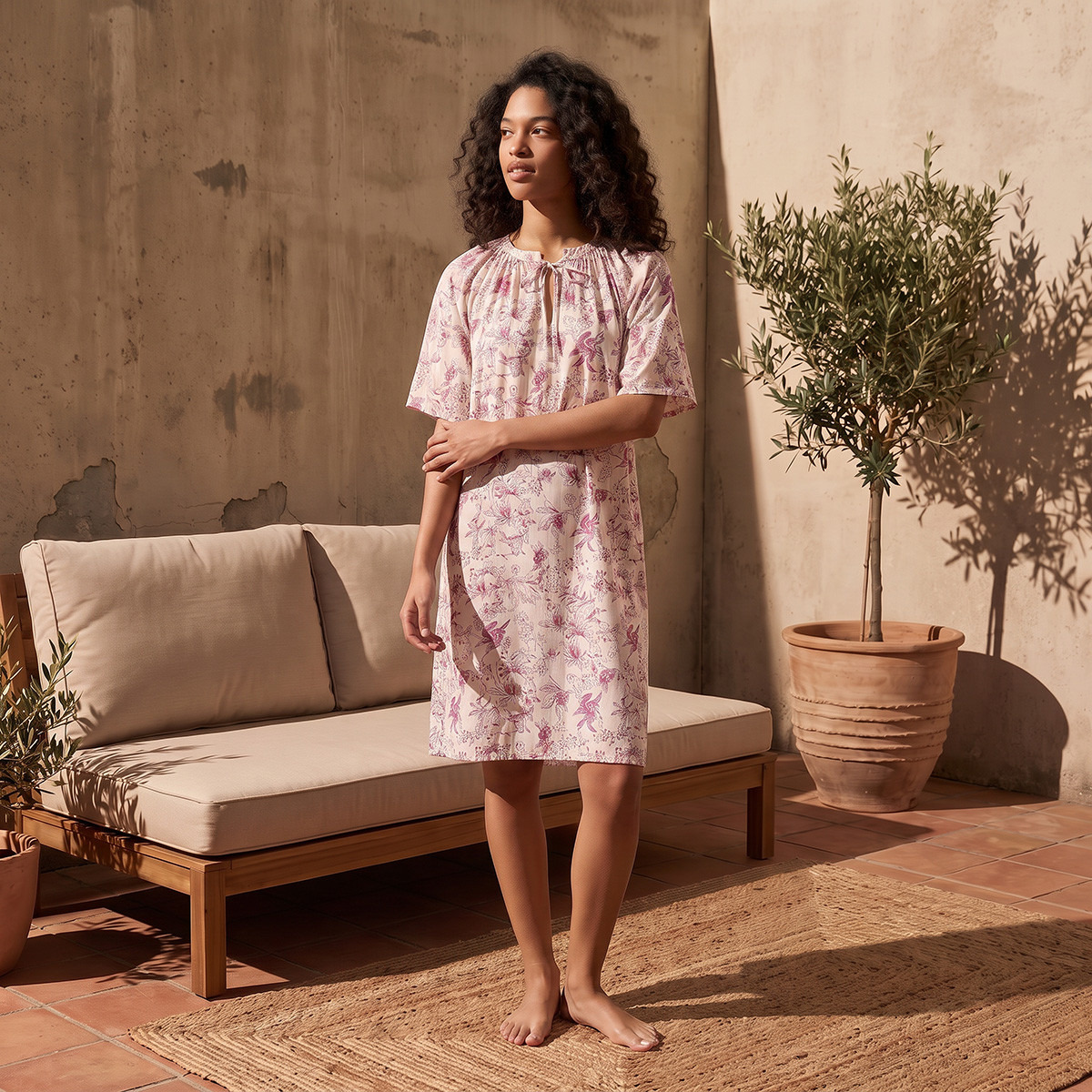 طقم من 2 - قميص نوم فيسكوز طول الركبة بأكمام قصيرة وأربطة من سبلاش انتيميتس-women-clothing-nightwear-nighties-image-2