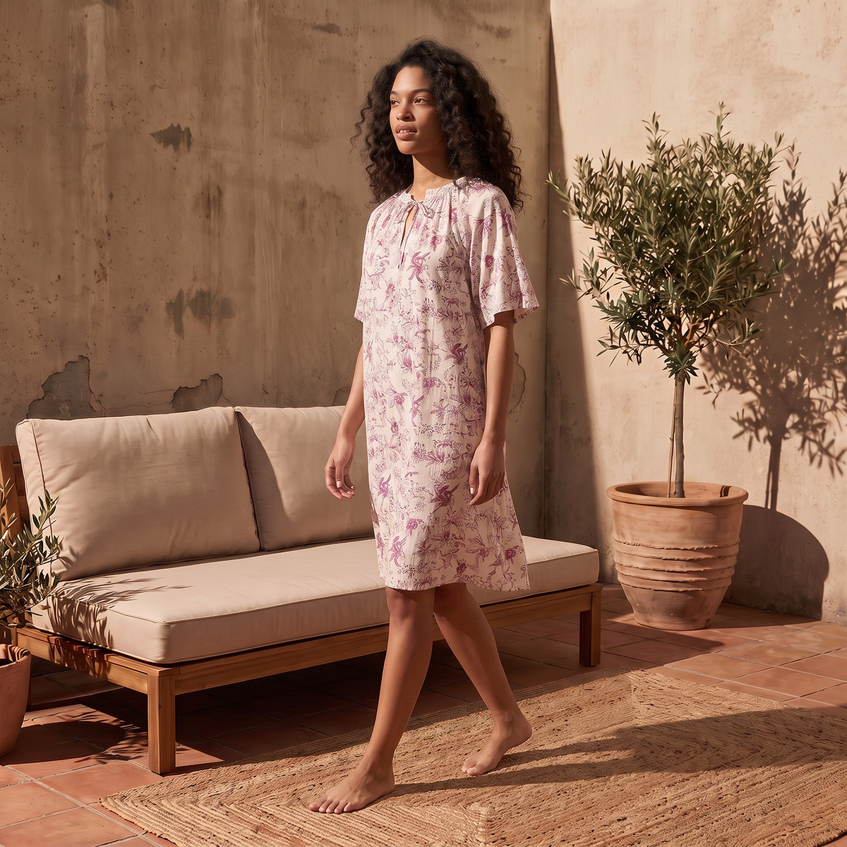 طقم من 2 - قميص نوم فيسكوز طول الركبة بأكمام قصيرة وأربطة من سبلاش انتيميتس-women-clothing-nightwear-nighties-image-4