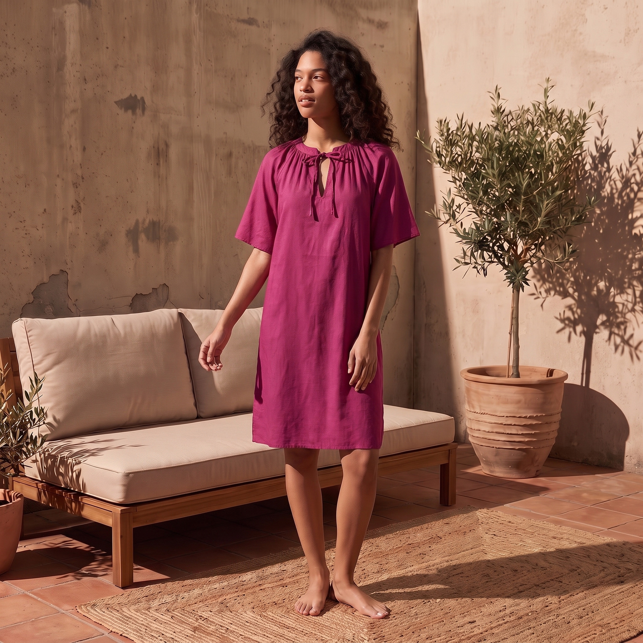 طقم من 2 - قميص نوم فيسكوز طول الركبة بأكمام قصيرة وأربطة من سبلاش انتيميتس-women-clothing-nightwear-nighties-image-8