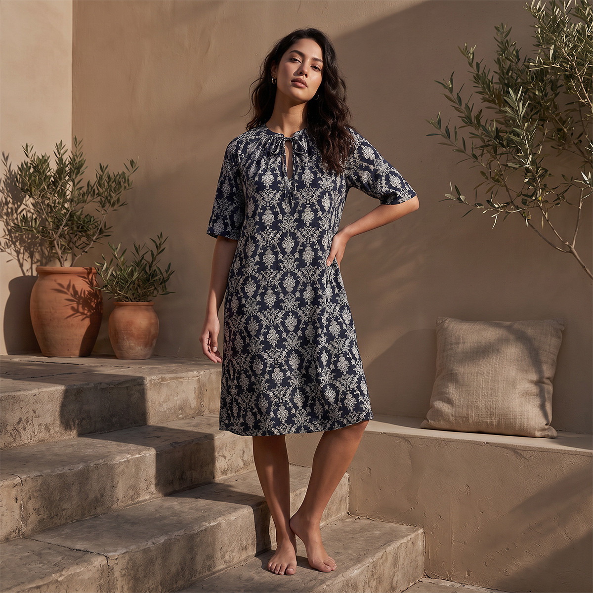 فستان نوم فيسكوز بطول الركبة من سبلاش إنتيميتس - طقم من قطعتين-women-clothing-nightwear-nighties-image-3