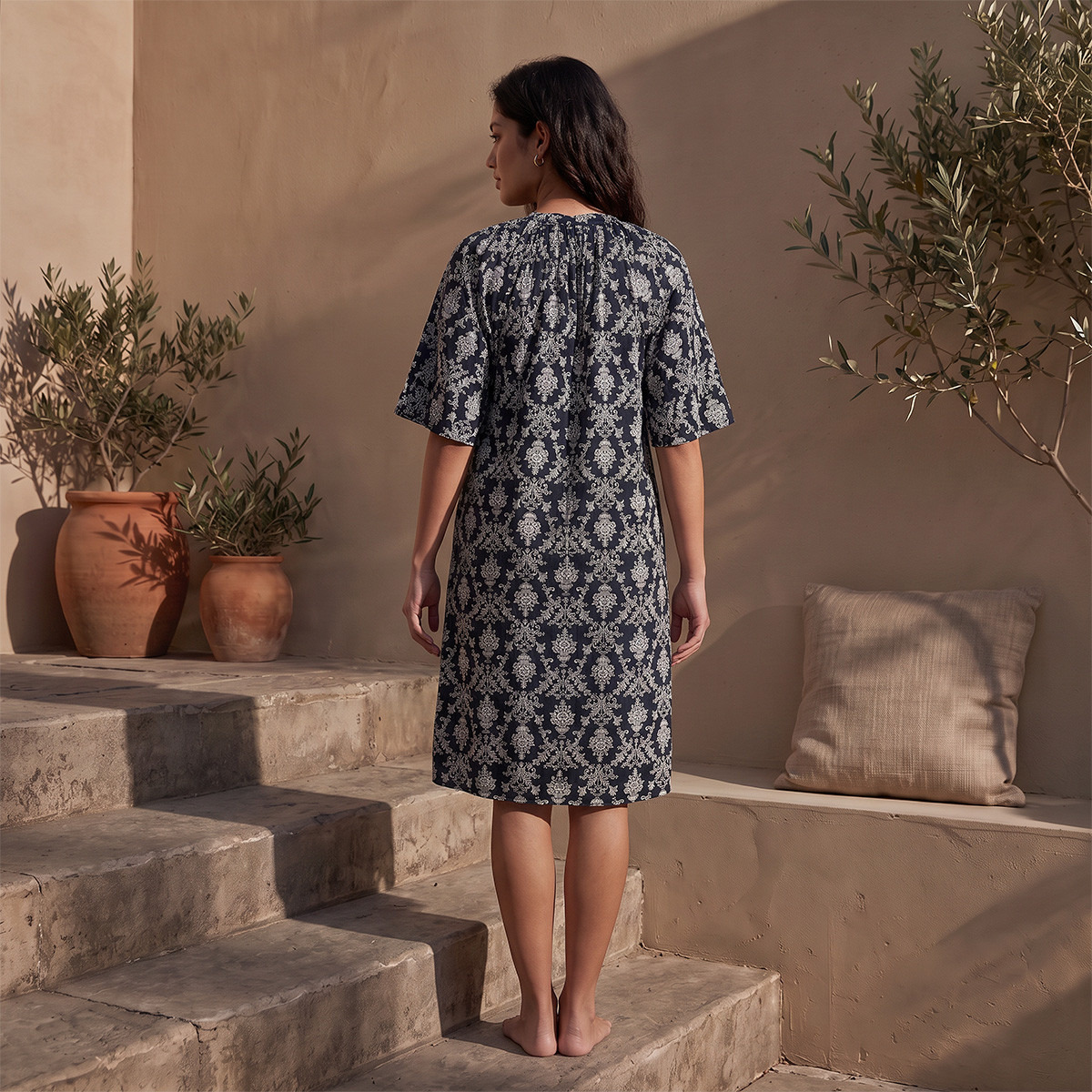 فستان نوم فيسكوز بطول الركبة من سبلاش إنتيميتس - طقم من قطعتين-women-clothing-nightwear-nighties-image-4