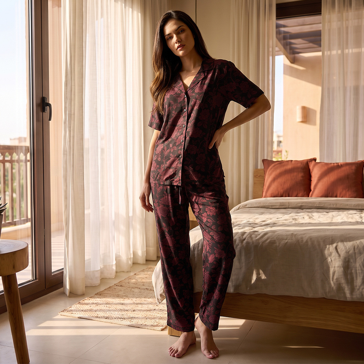 طقم بيجاما قميص وبنطلون من الفيسكوز من سبلاش إنتيميتس-women-clothing-nightwear-pyjamas-longsets-image-2